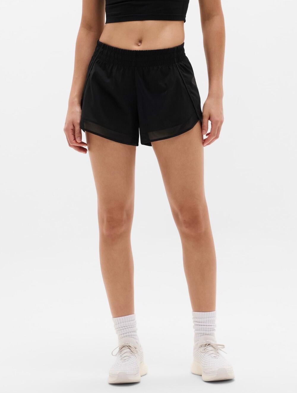 Athleta Mesh Racer Run Mid Rise 4 Inch Shorts Black Running Athletic Womens Sz S